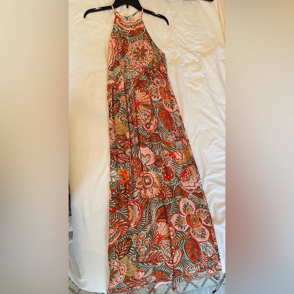 Beautiful orange floral maxi dress from The Loft